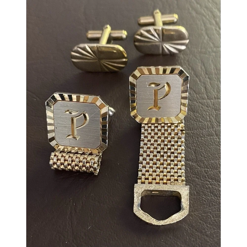 VTG to Mod Gold Tone & Silver Tone Cufflinks Tie Clips Watch Men's Accessory Lot
